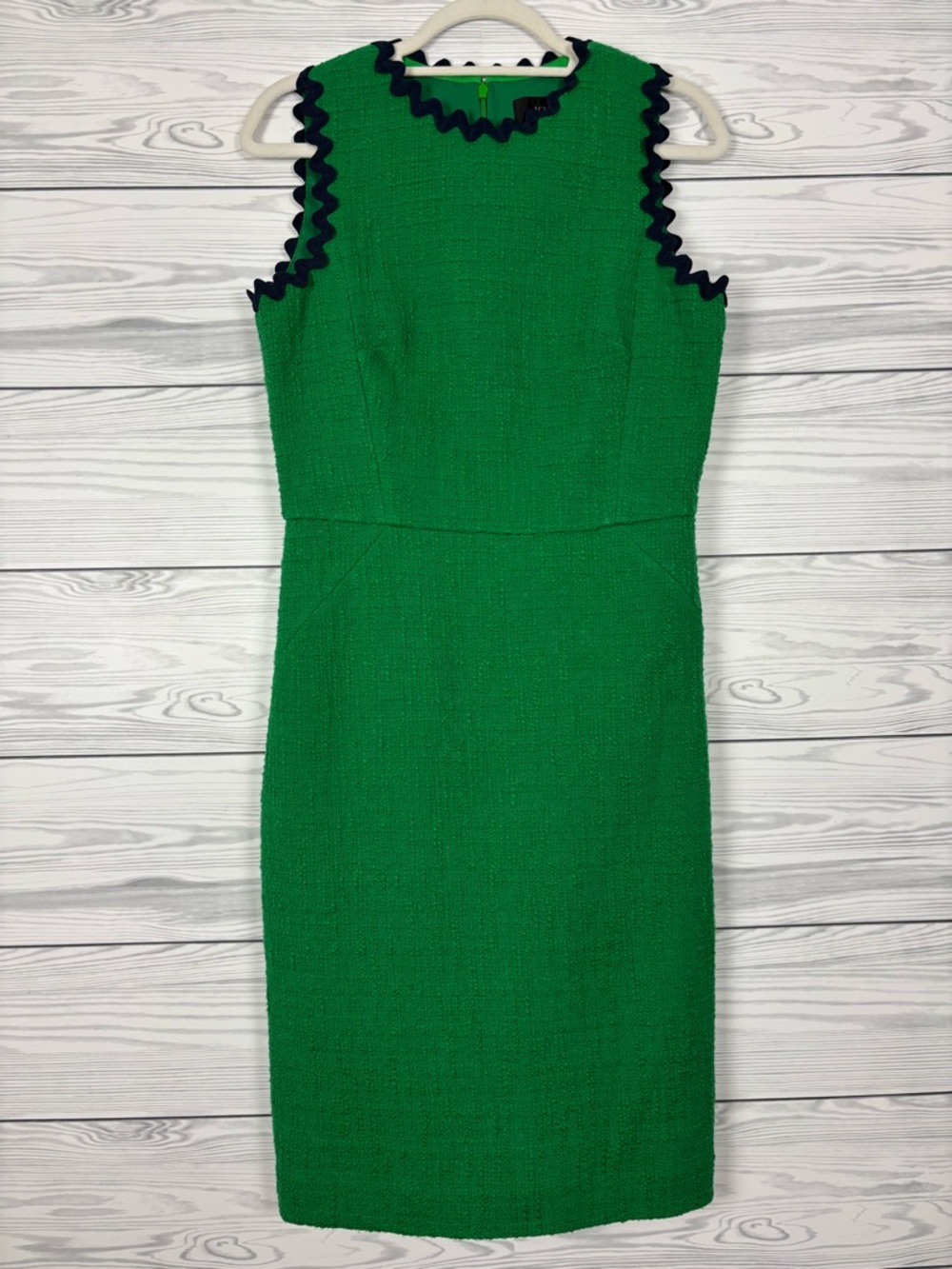 J. Crew Green Sheath Dress Textured Tweed Size 6 Tall Workwear - Picture 2 of 9